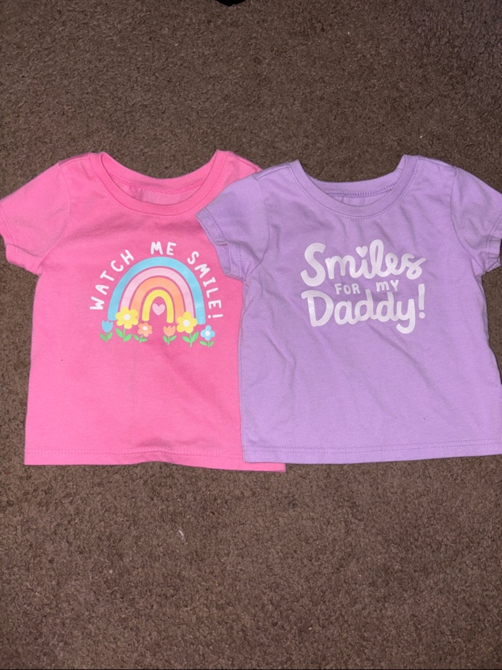 Girls' Pink & Lavender Graphic Tee Set - Smiles & Rainbow